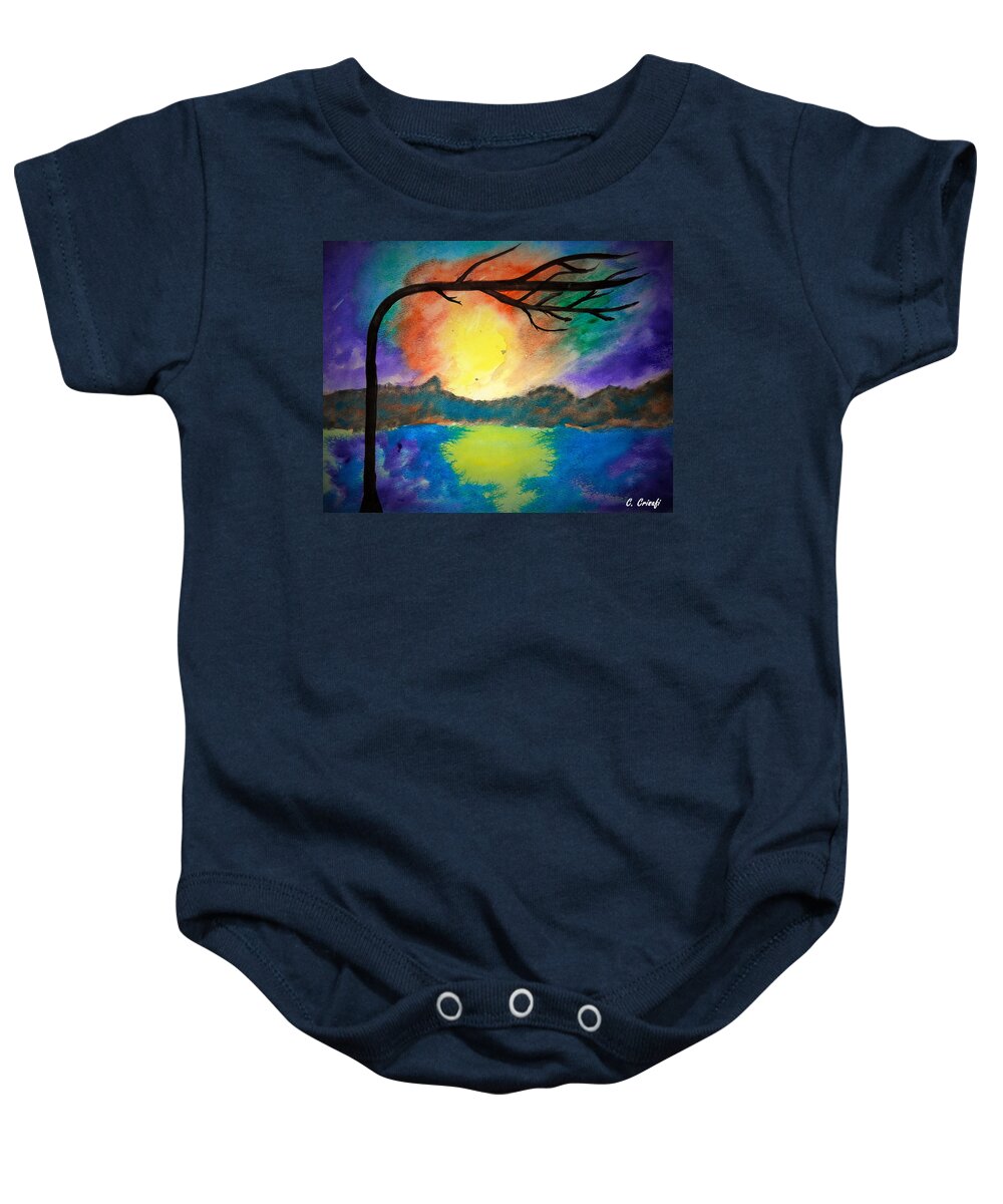 Watercolor Baby Onesie featuring the painting Sunset by Carol Crisafi