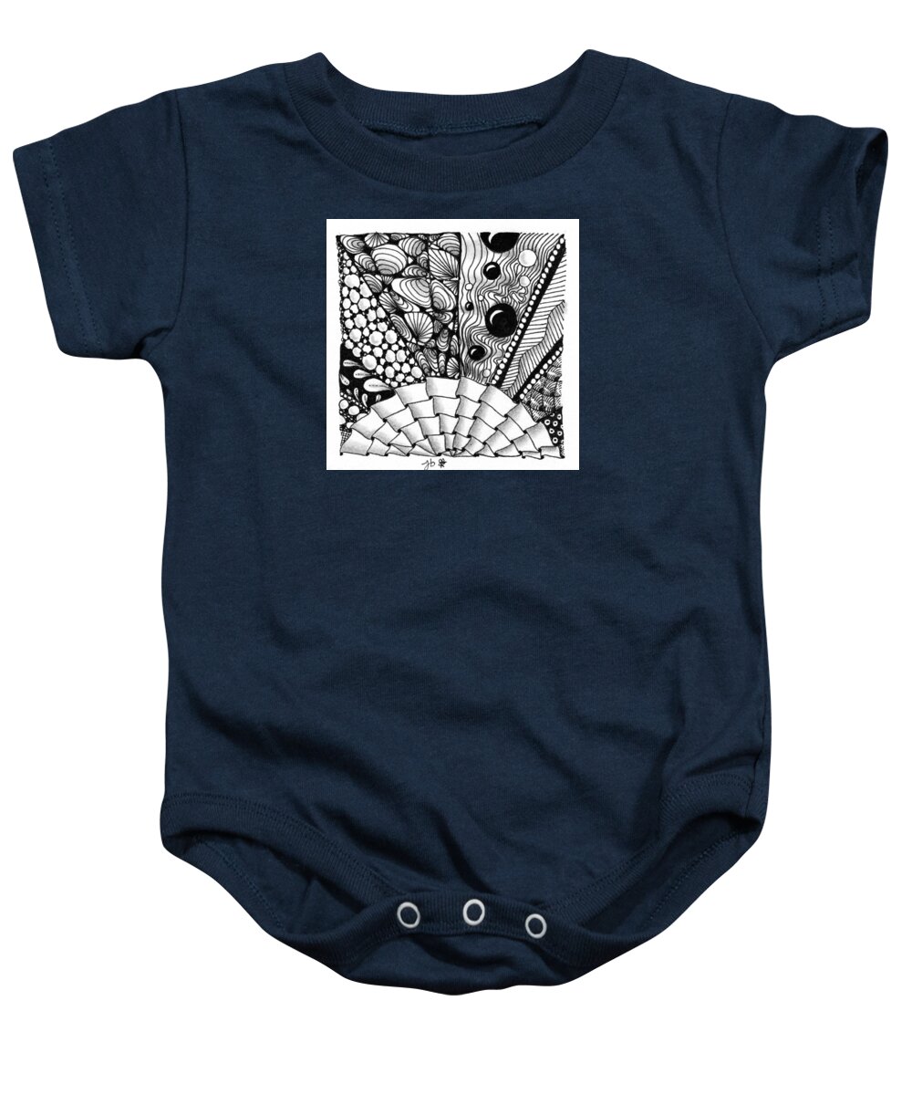Zentangle Baby Onesie featuring the drawing Sunsplosion by Jan Steinle