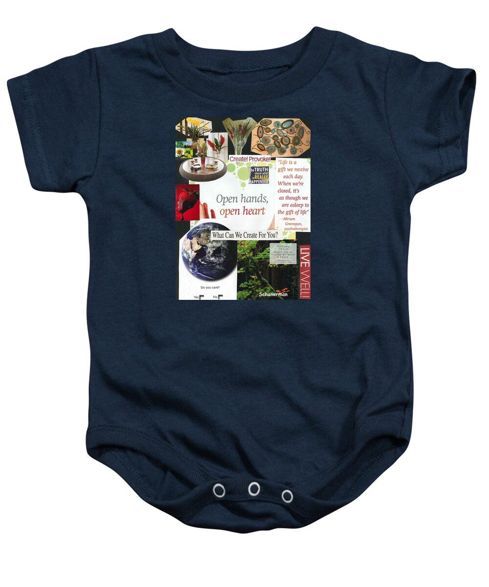 Collage Art Baby Onesie featuring the mixed media The Gift of Creativity by Susan Schanerman