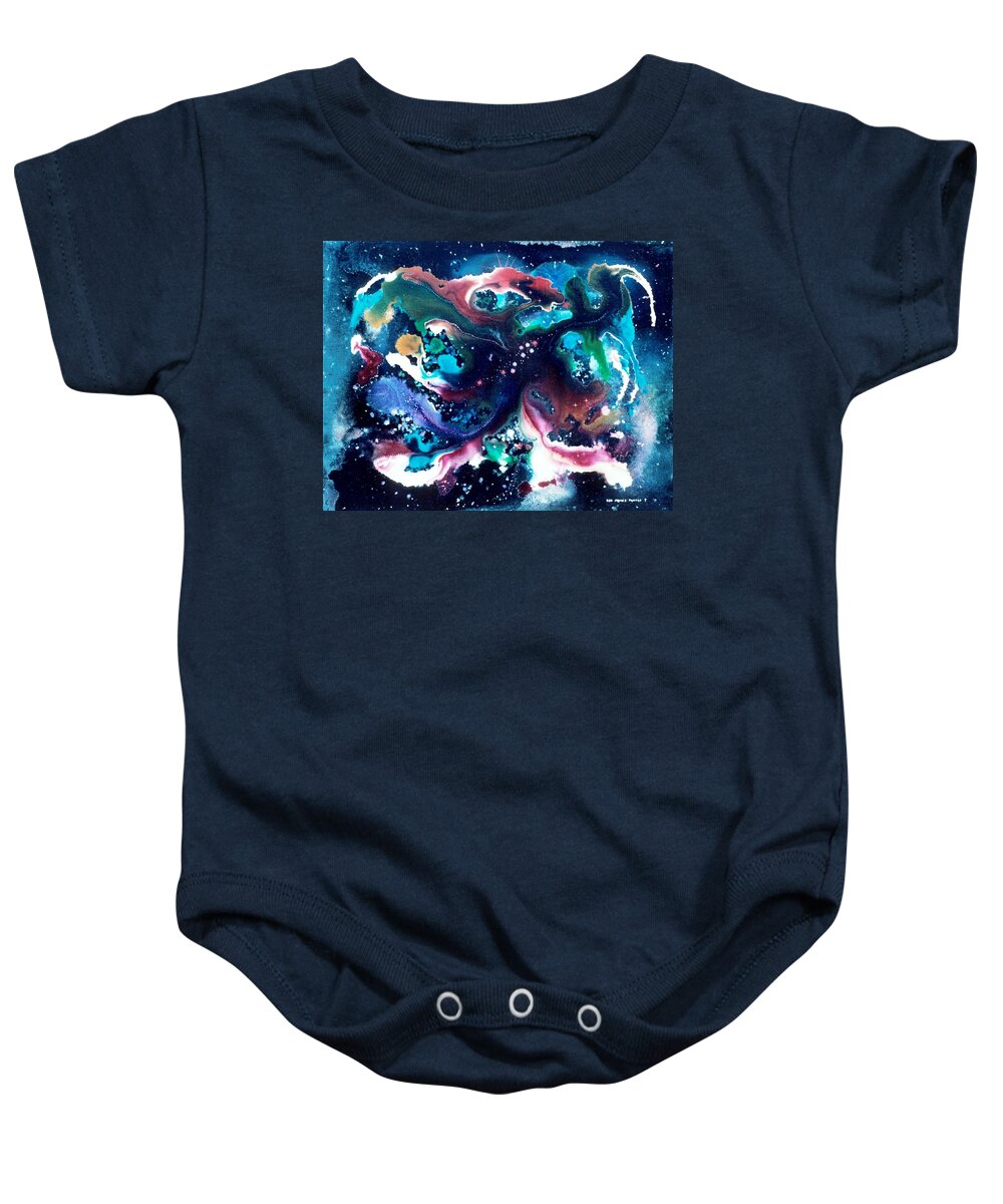 Spiritual Baby Onesie featuring the painting The Red Stars of Paradise by Lee Pantas