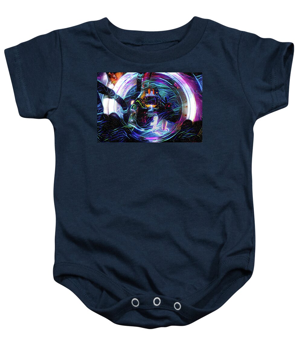 Diver Baby Onesie featuring the mixed media The Sat Diver by Peggy Collins