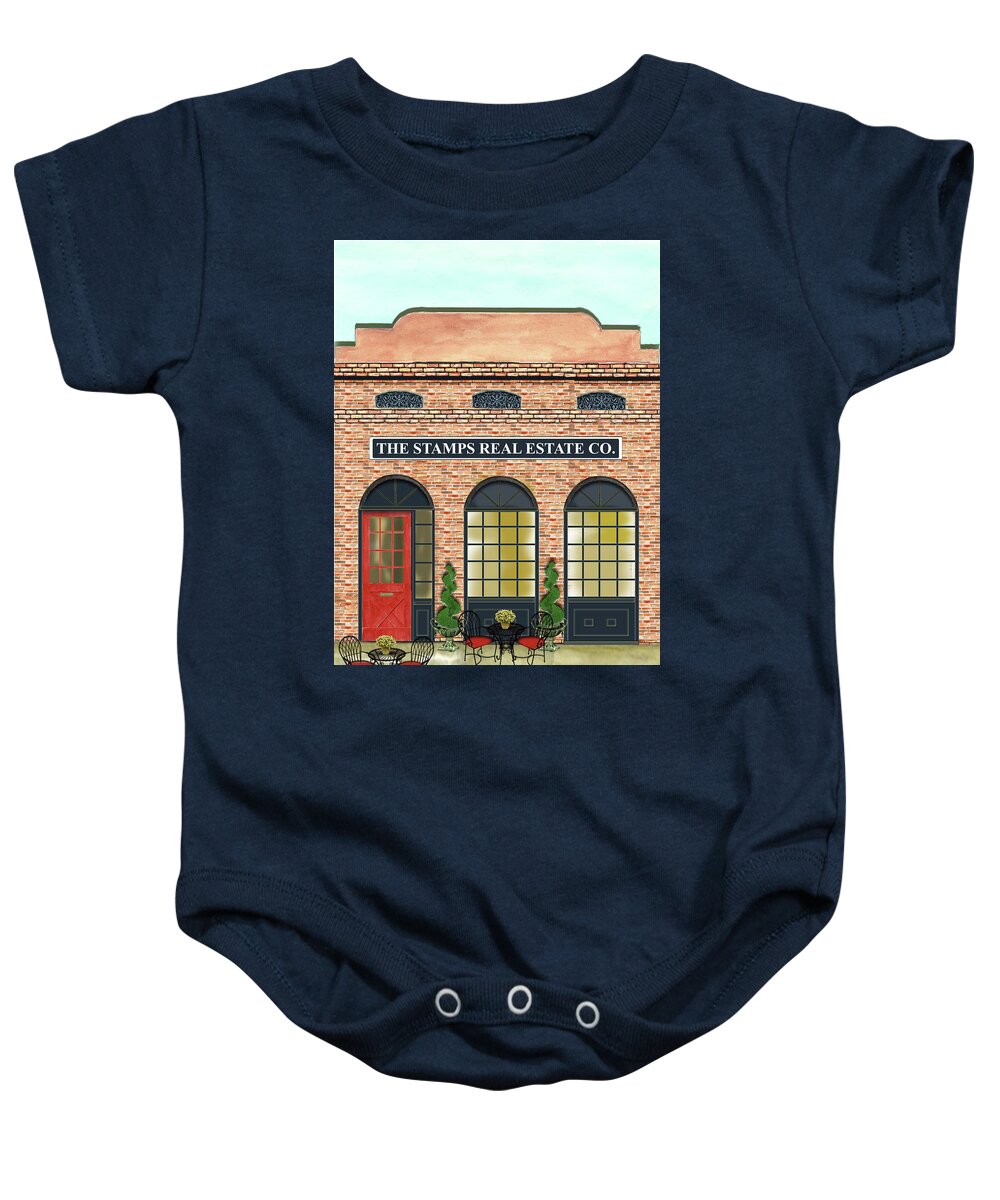 Building Baby Onesie featuring the painting The Stamps Real Estate Co. by Anne Beverley-Stamps