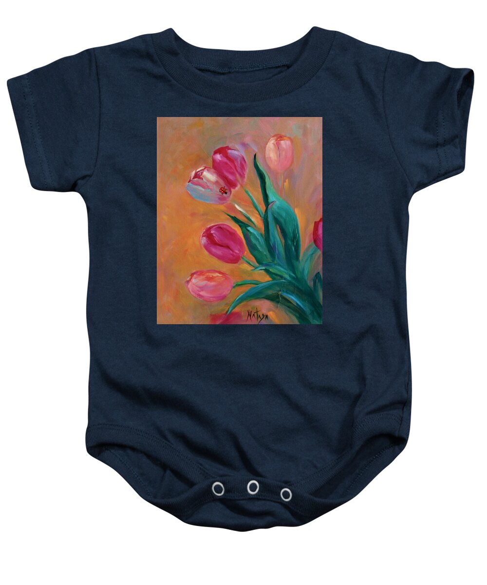 Tulips Baby Onesie featuring the painting Tulip Time by Nataya Crow
