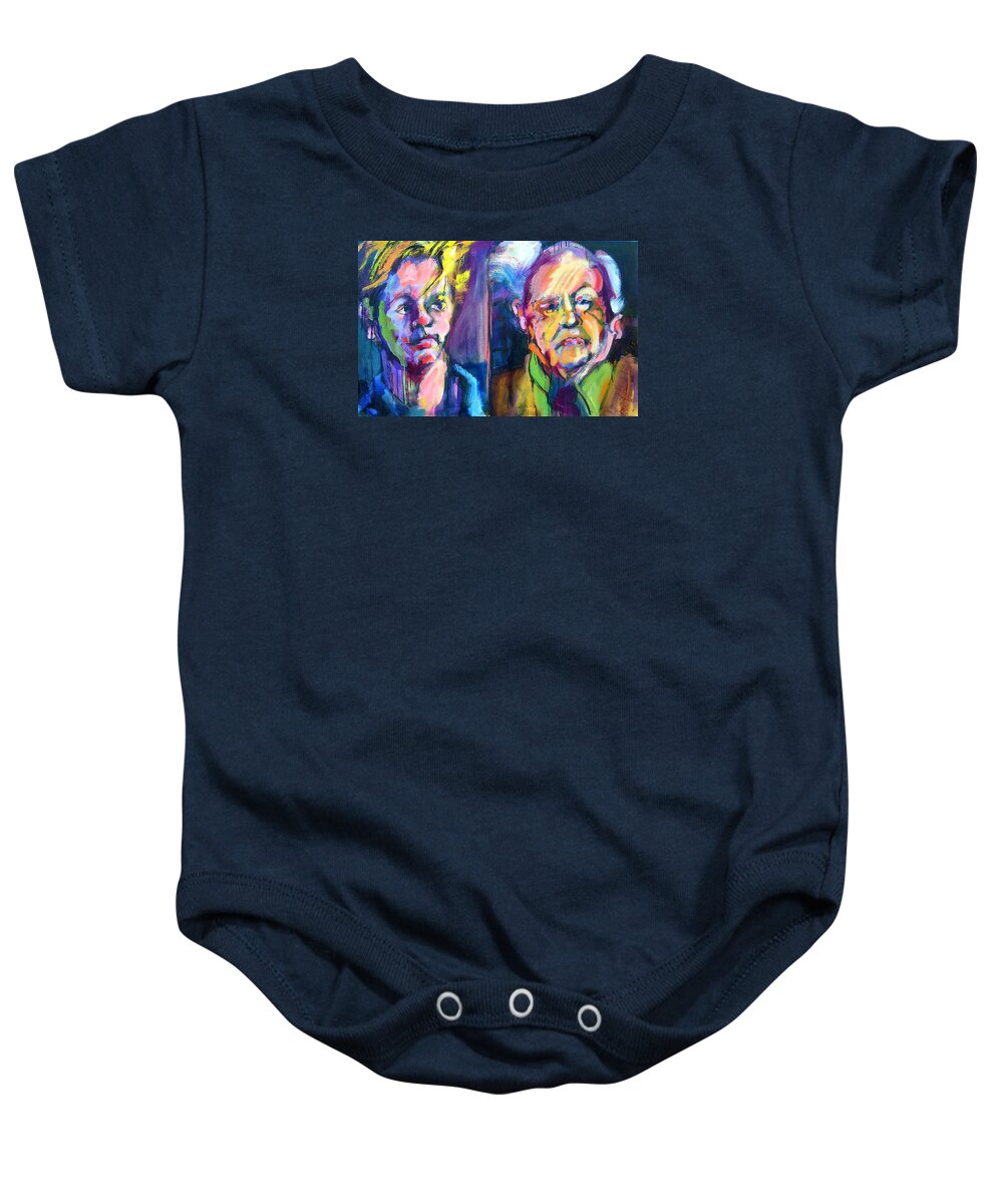 Mickey Rooney Baby Onesie featuring the painting Two Rooneys by Les Leffingwell