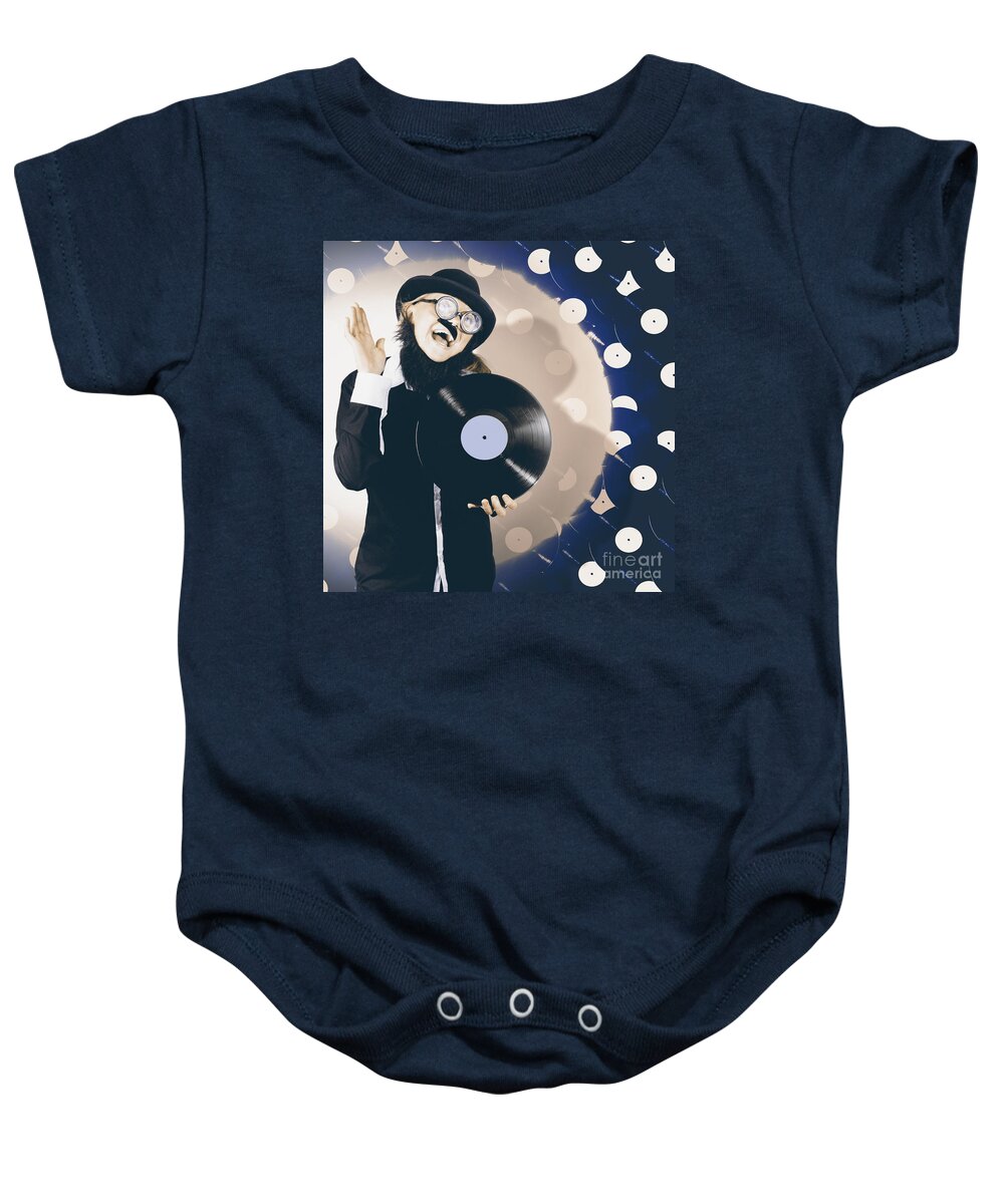 Audiophile Baby Onesie featuring the photograph Vintage DJ bringing back the retro beat by Jorgo Photography