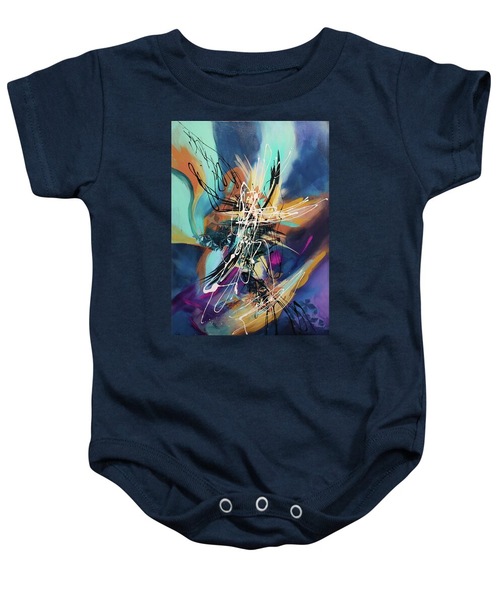 Abstract Baby Onesie featuring the painting Vision Blues No.1 by Carole Sluski