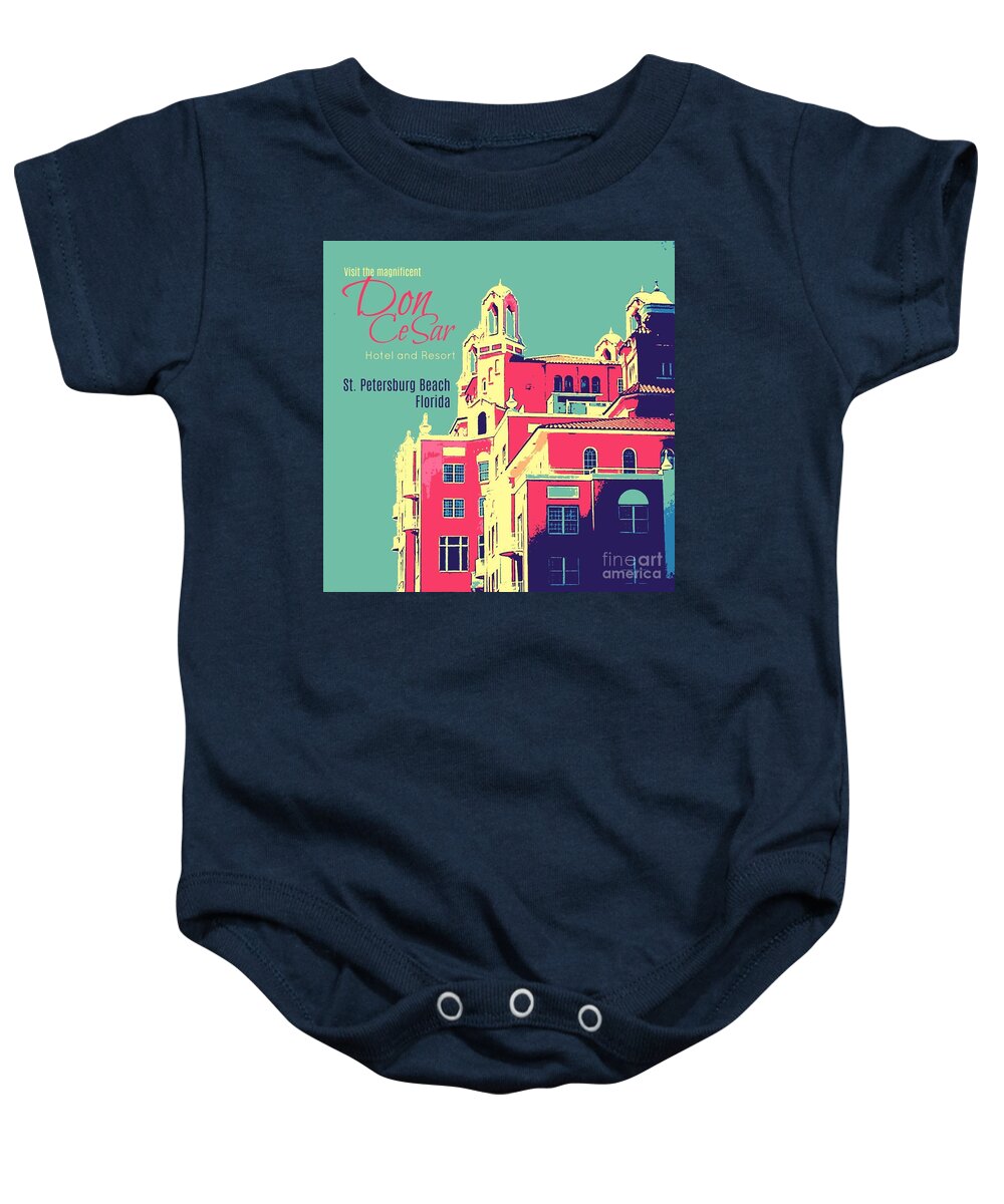 St Pete Baby Onesie featuring the digital art Visit the Don CeSar by Valerie Reeves