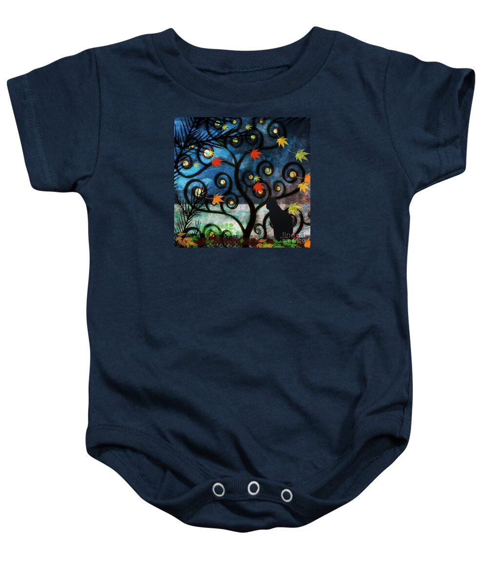 Swirl Tree Baby Onesie featuring the digital art Watching the Stars by Kim Prowse