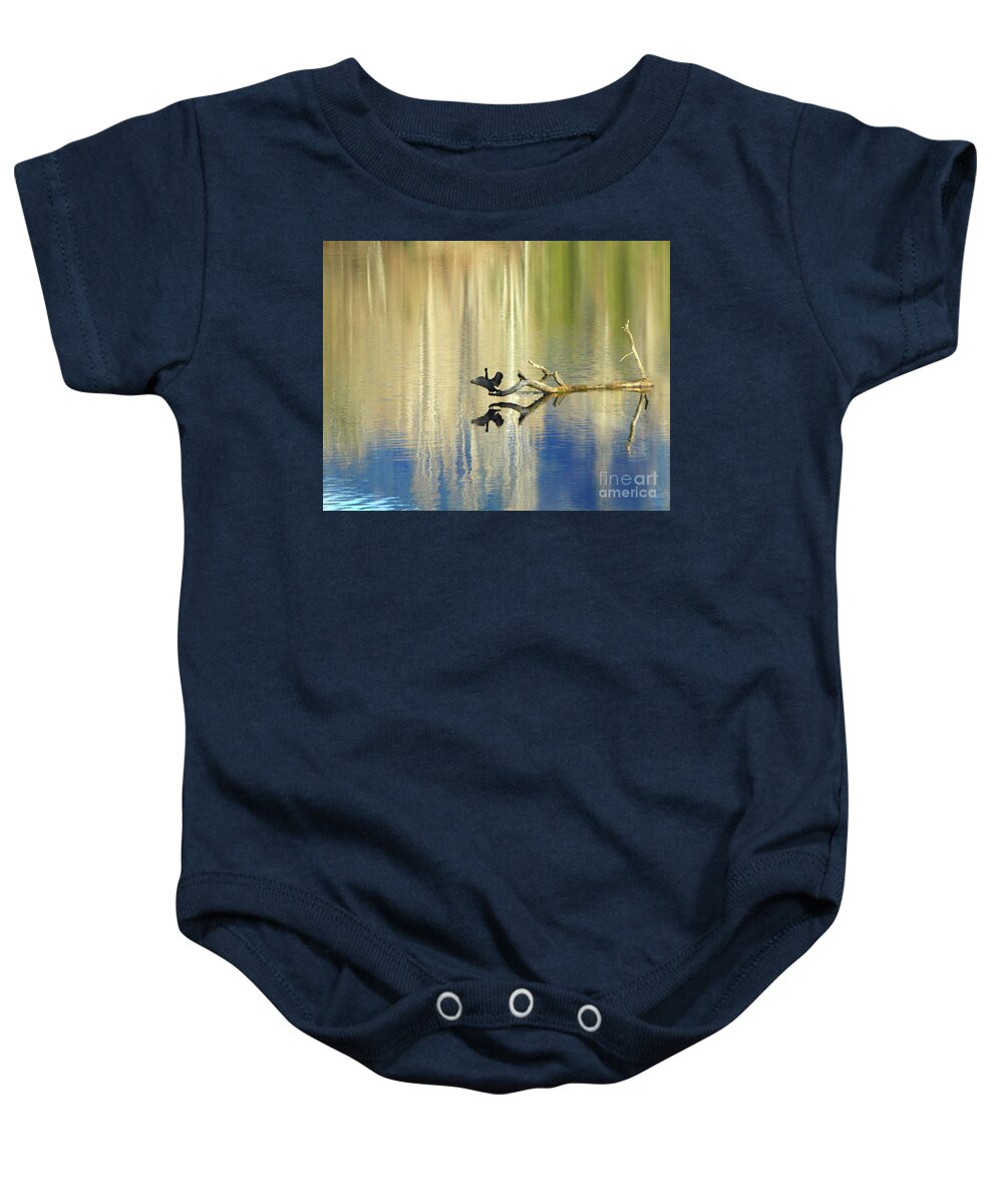 Cormorant Baby Onesie featuring the photograph Wingin' It by Michelle Twohig