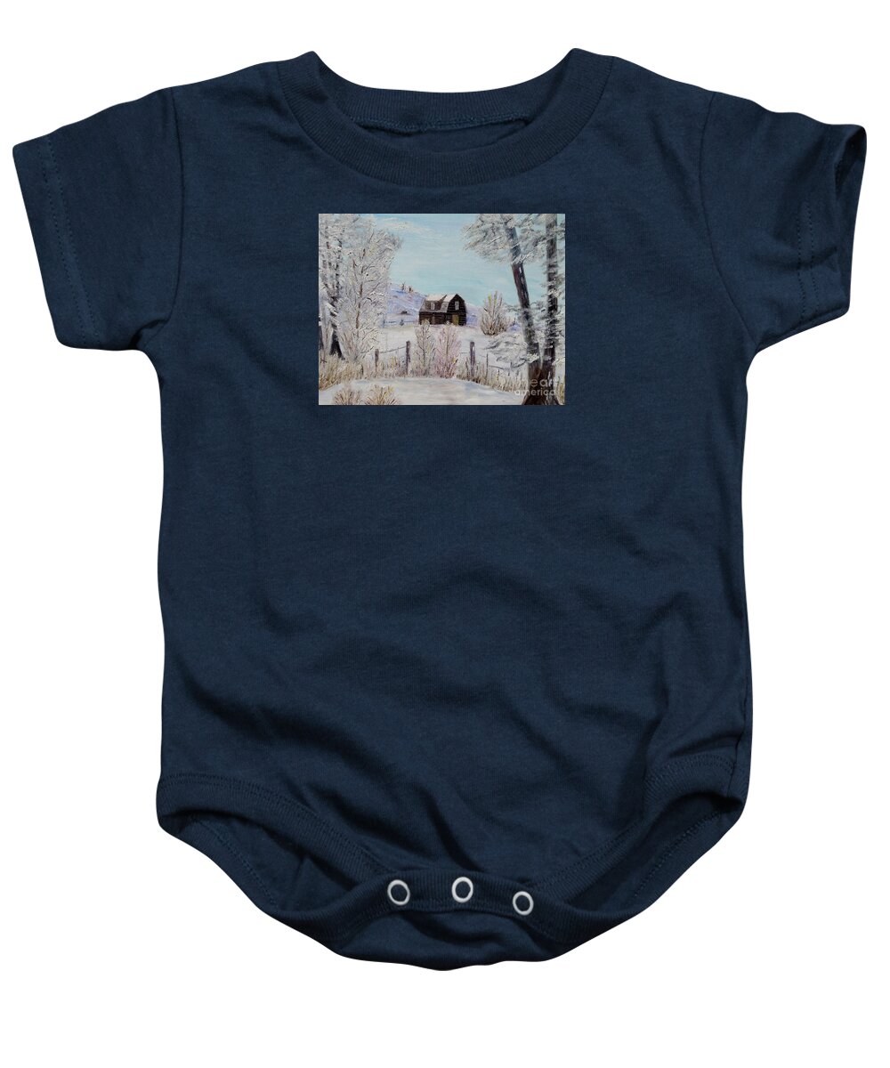 Winter Baby Onesie featuring the painting Winter solace by Marilyn McNish