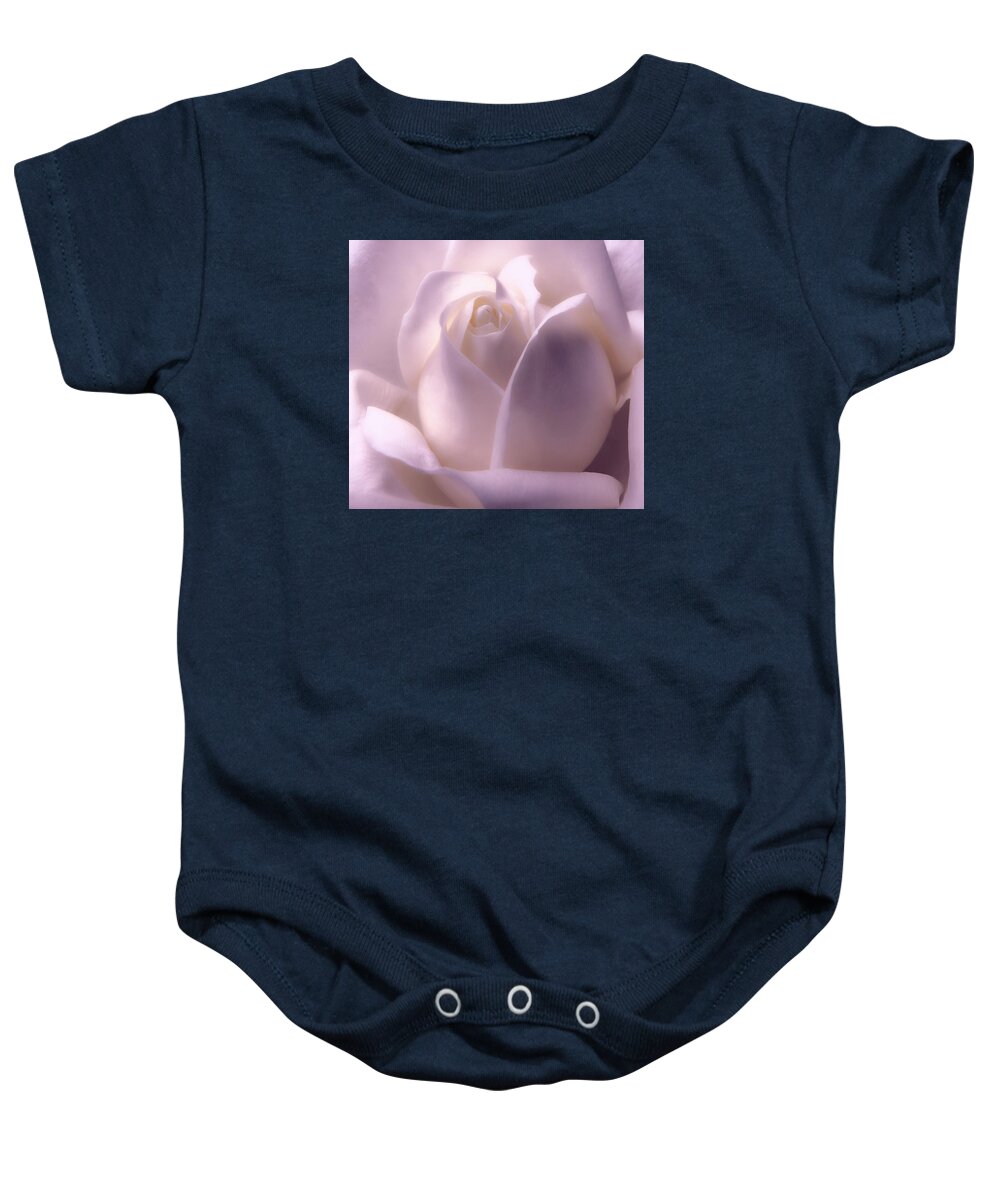 Rose Baby Onesie featuring the photograph Winter White Rose 2 by Johanna Hurmerinta