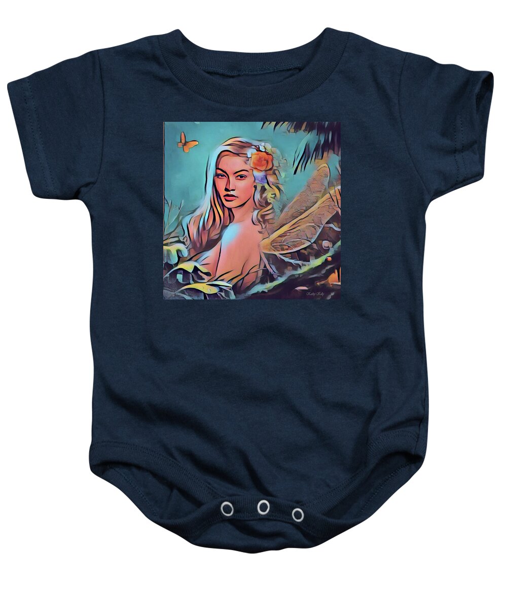 Nymph Baby Onesie featuring the digital art Wood Nymph by Kathy Kelly