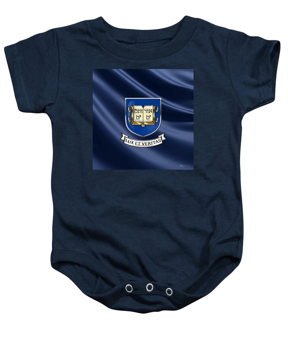 'alma Mater' Collection By Serge Averbukh Baby Onesie featuring the photograph Yale University Coat Of Arms. by Serge Averbukh