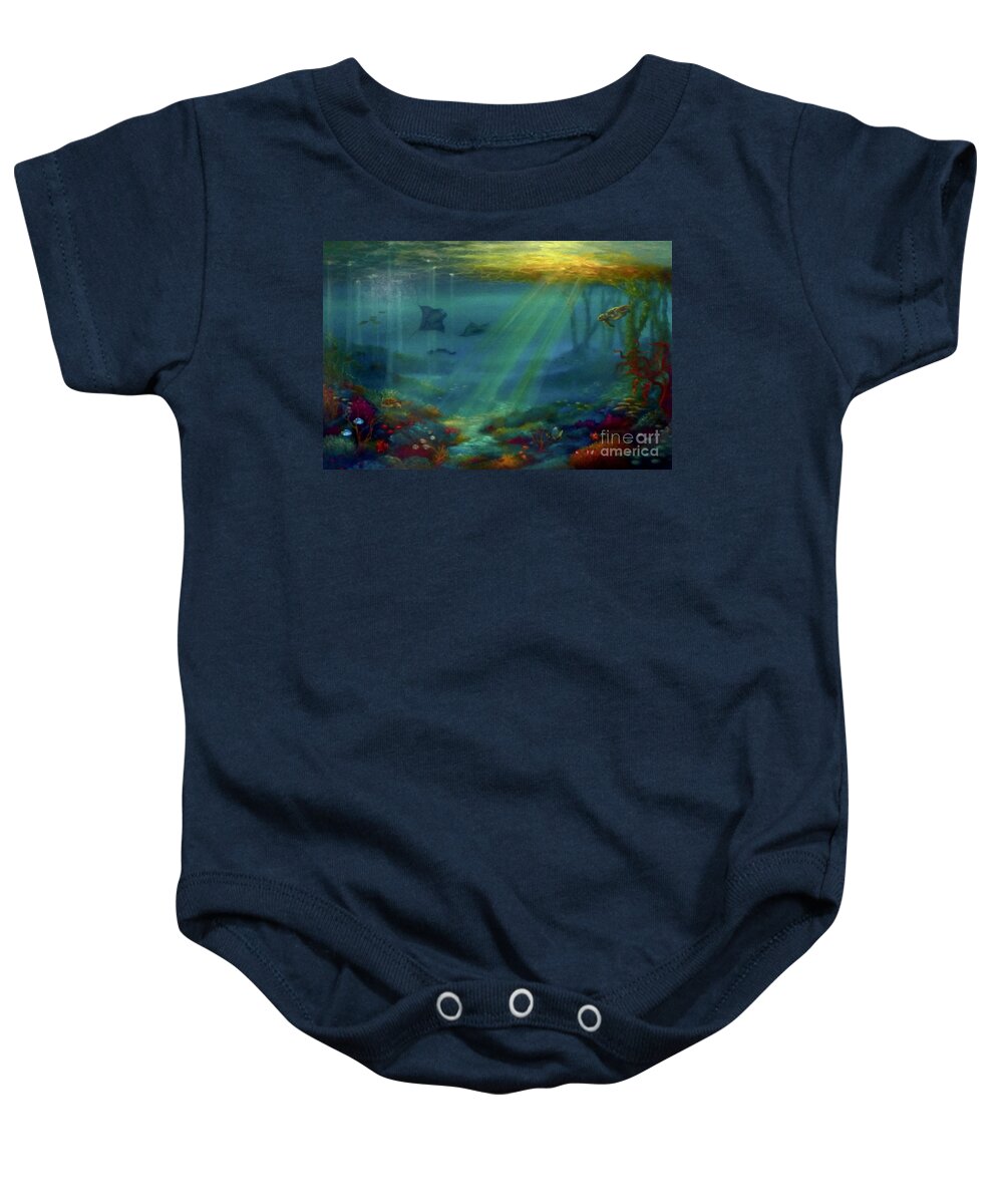 Tropical Rays Baby Onesie featuring the painting Tropical Rays by Lee Campbell