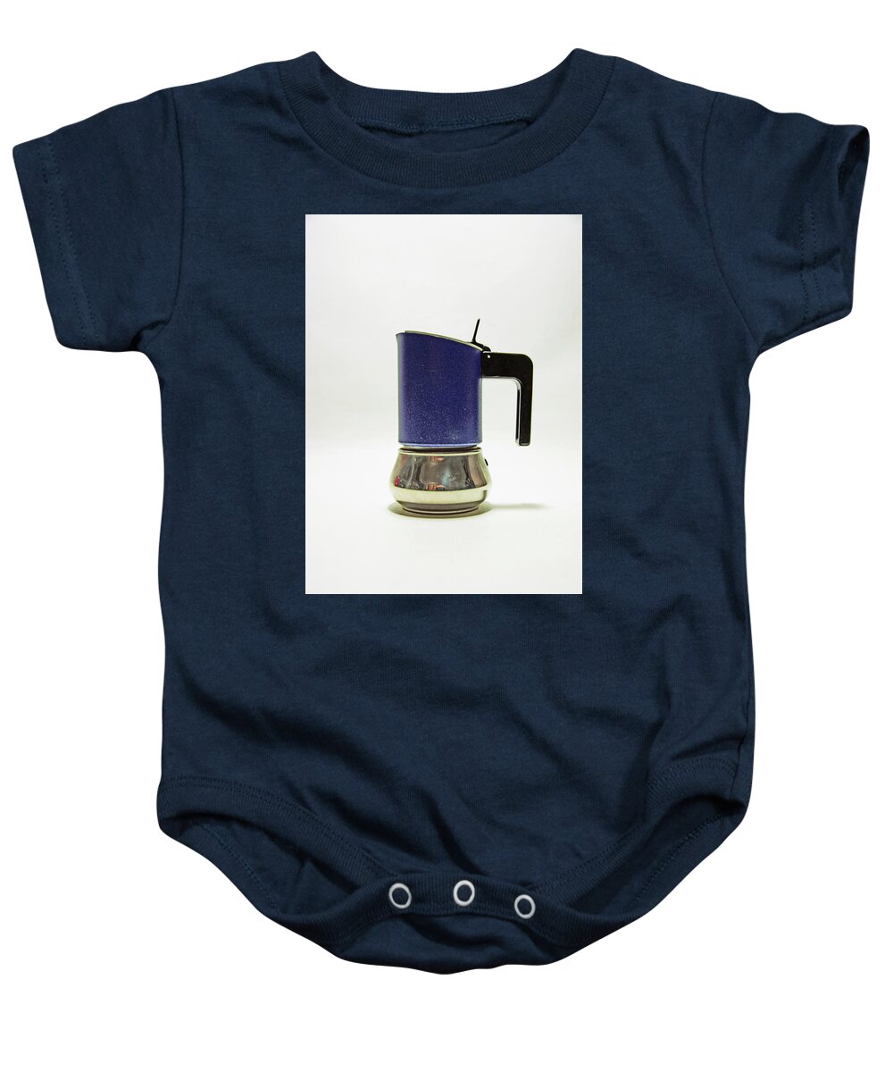 Studio Baby Onesie featuring the photograph 10-05-19 STUDIO. Blue Cafetiere by Lachlan Main