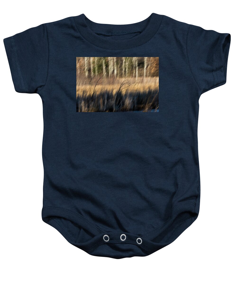 Abstract Baby Onesie featuring the photograph Abstract of Birch At The Edge Of The Marsh 2018-1 by Thomas Young