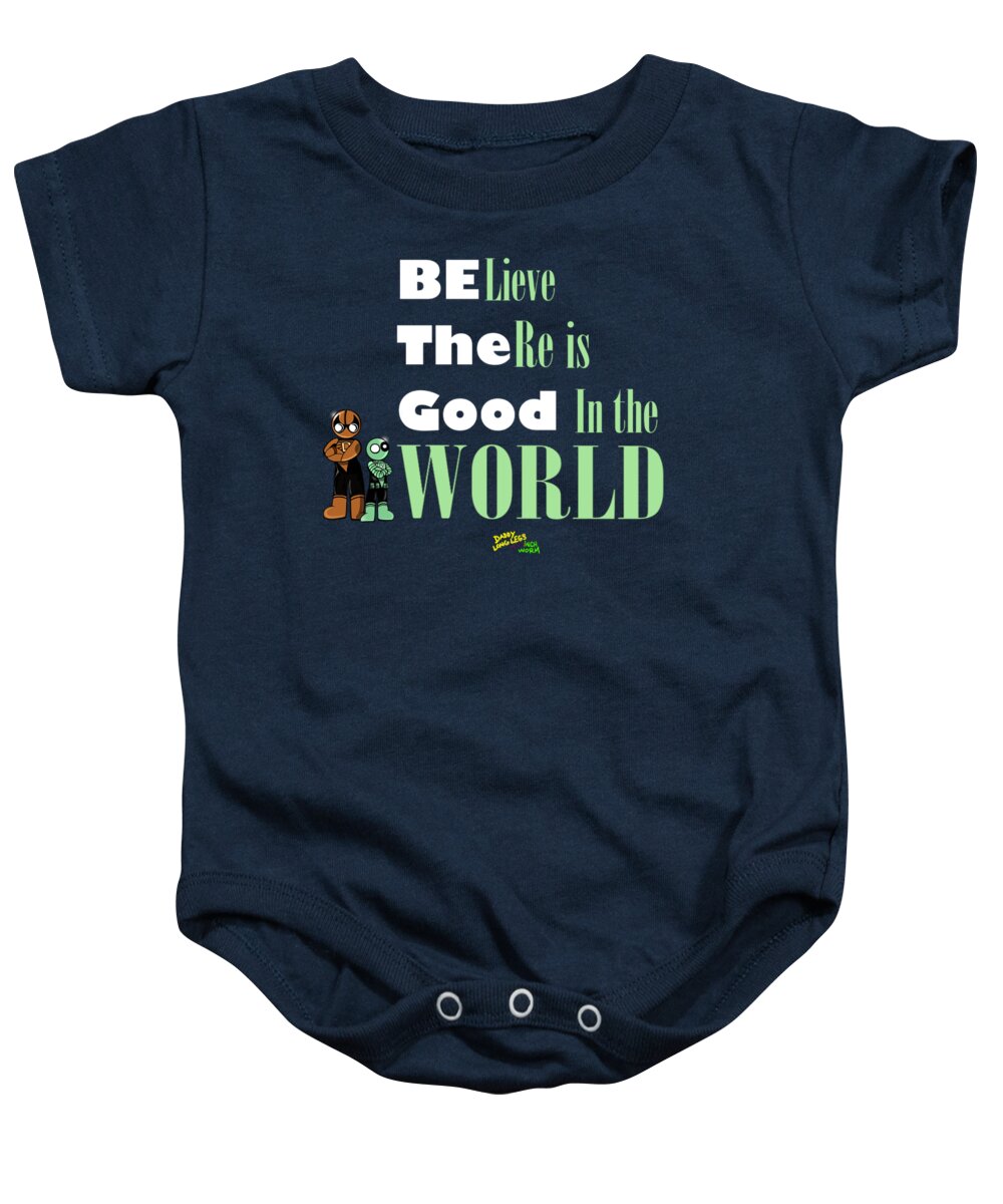 Superheroes Baby Onesie featuring the digital art Believe There is Good in the World by Demitrius Motion Bullock
