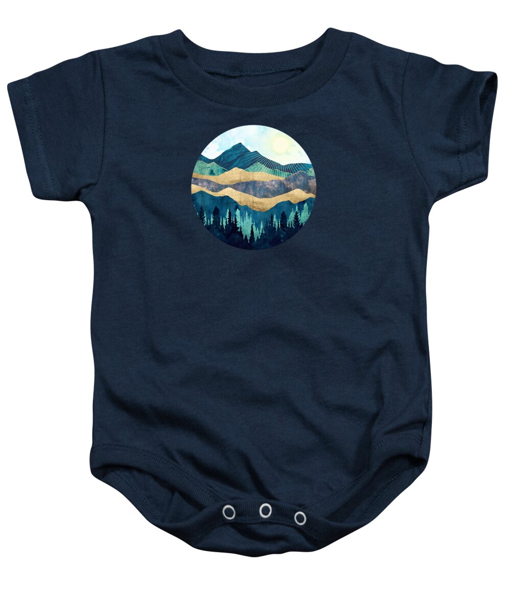 Forest Baby Onesie featuring the digital art Blue Forest by Spacefrog Designs