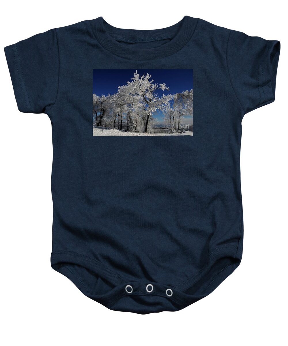 Winter Baby Onesie featuring the photograph Blue Skies In Winter by Lois Bryan