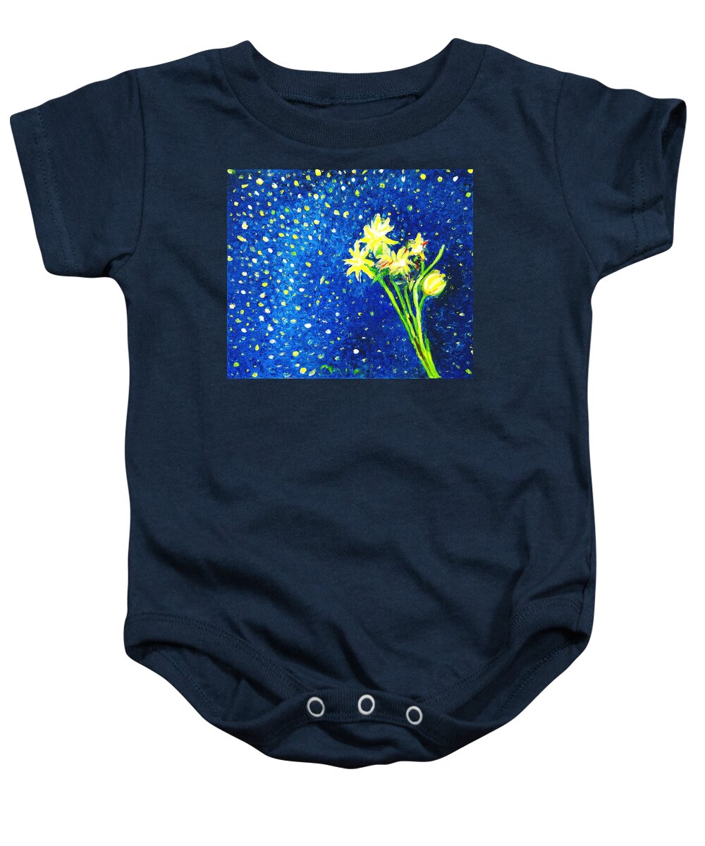 Flowers Baby Onesie featuring the painting Bouquet of stars by Chiara Magni