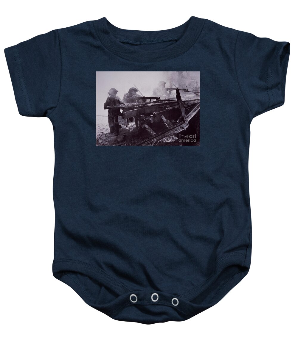 British 8th Army Soldiers In North Africa In Ww2 Baby Onesie featuring the photograph British 8th Army Soldiers In North Africa In World War Two by Unknown Photographer