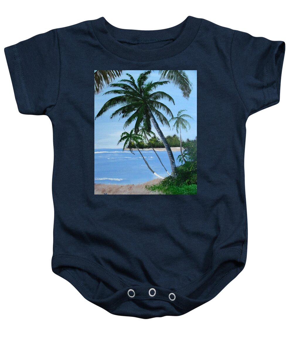 Island Palms Baby Onesie featuring the painting Calm in the Palms by Luis F Rodriguez