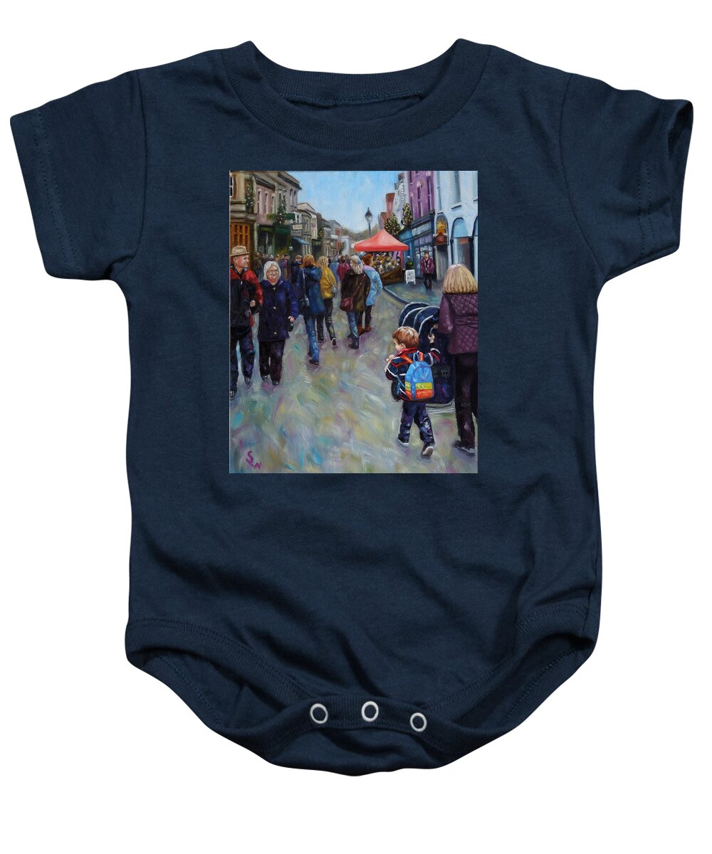 Impressionist Baby Onesie featuring the painting Christmas Fayre by Shirley Wellstead