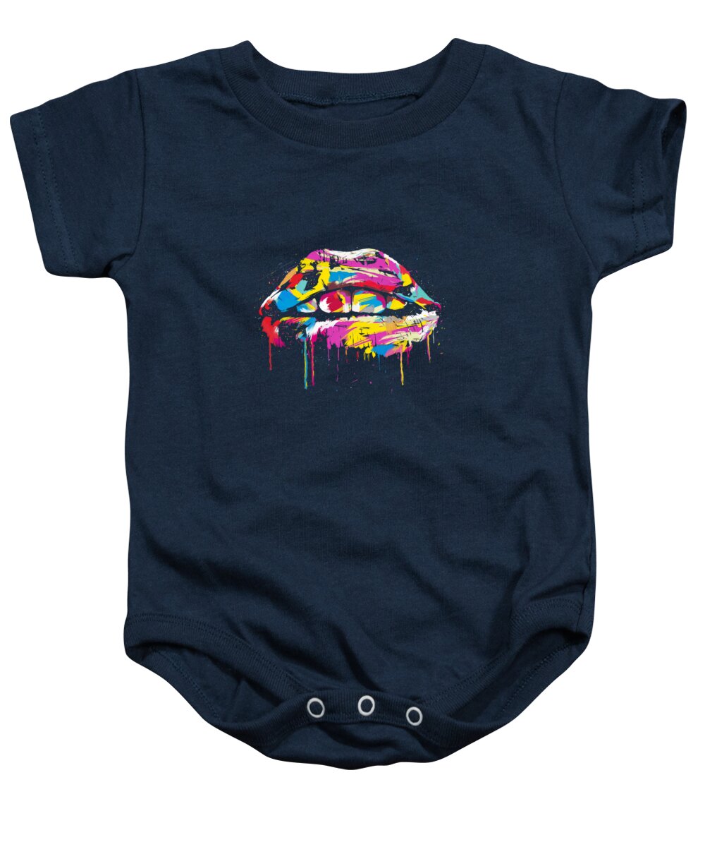 Lips Baby Onesie featuring the photograph Colorful lips by Balazs Solti