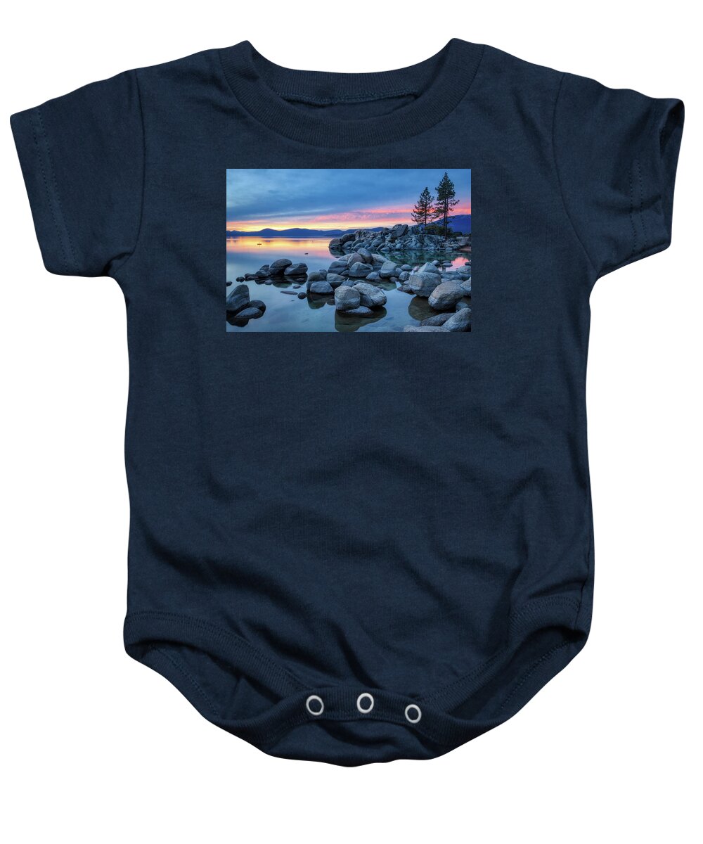 Beach Baby Onesie featuring the photograph Colorful Sunset at Sand Harbor by Andy Konieczny