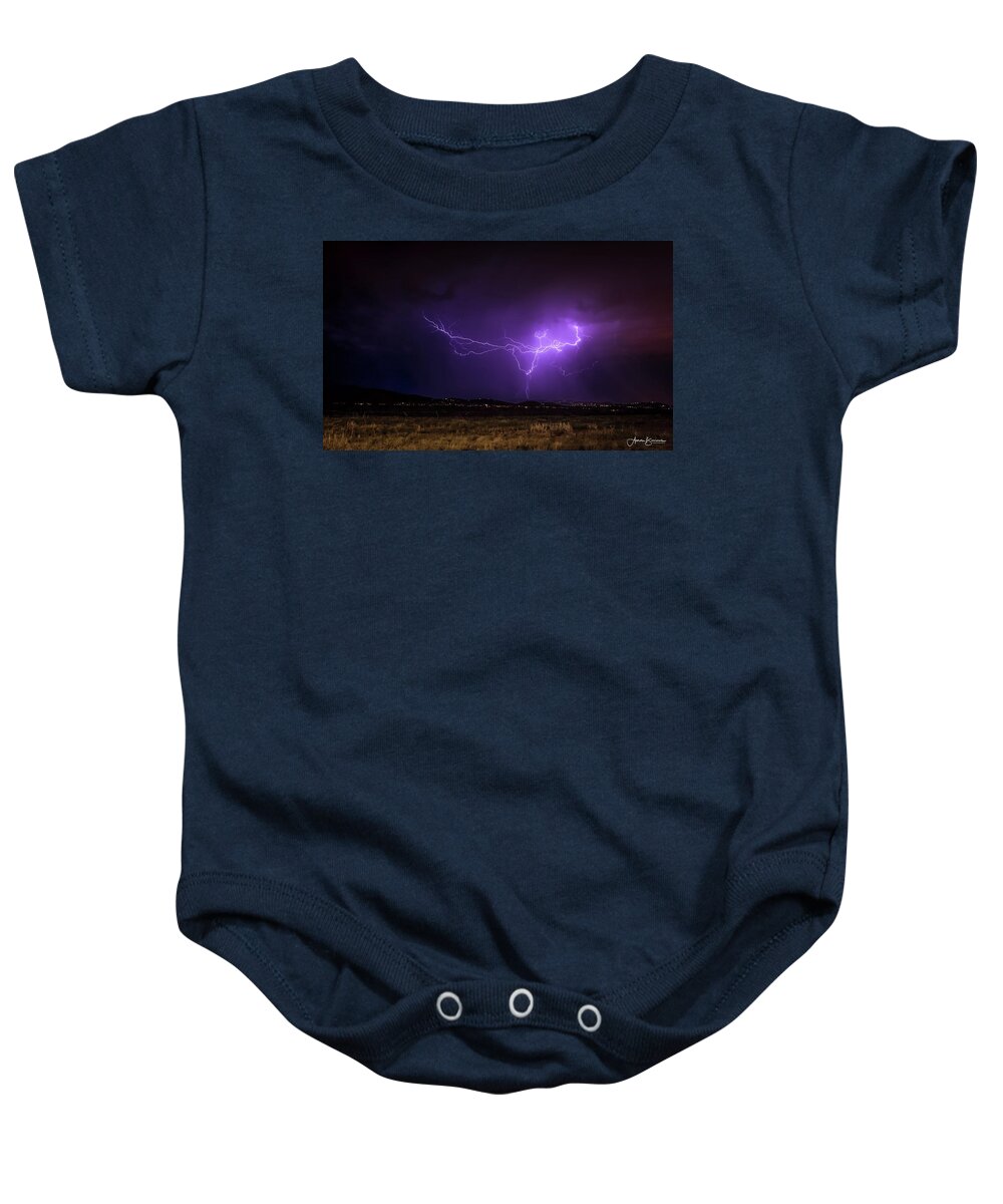 Lightning Baby Onesie featuring the photograph Fading Colors by Aaron Burrows