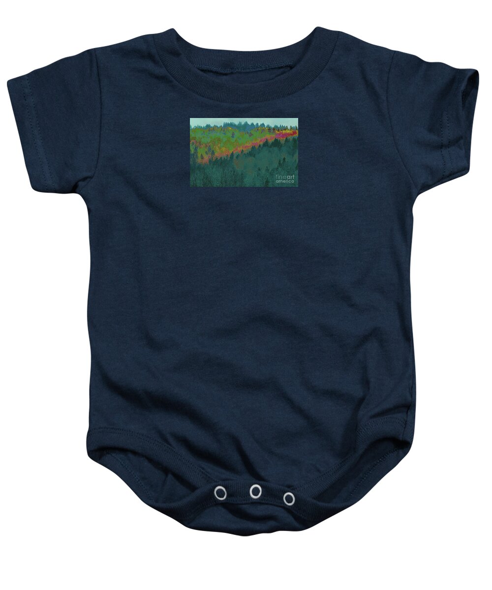 Forest Baby Onesie featuring the digital art Forest and Valley by Corinne Carroll
