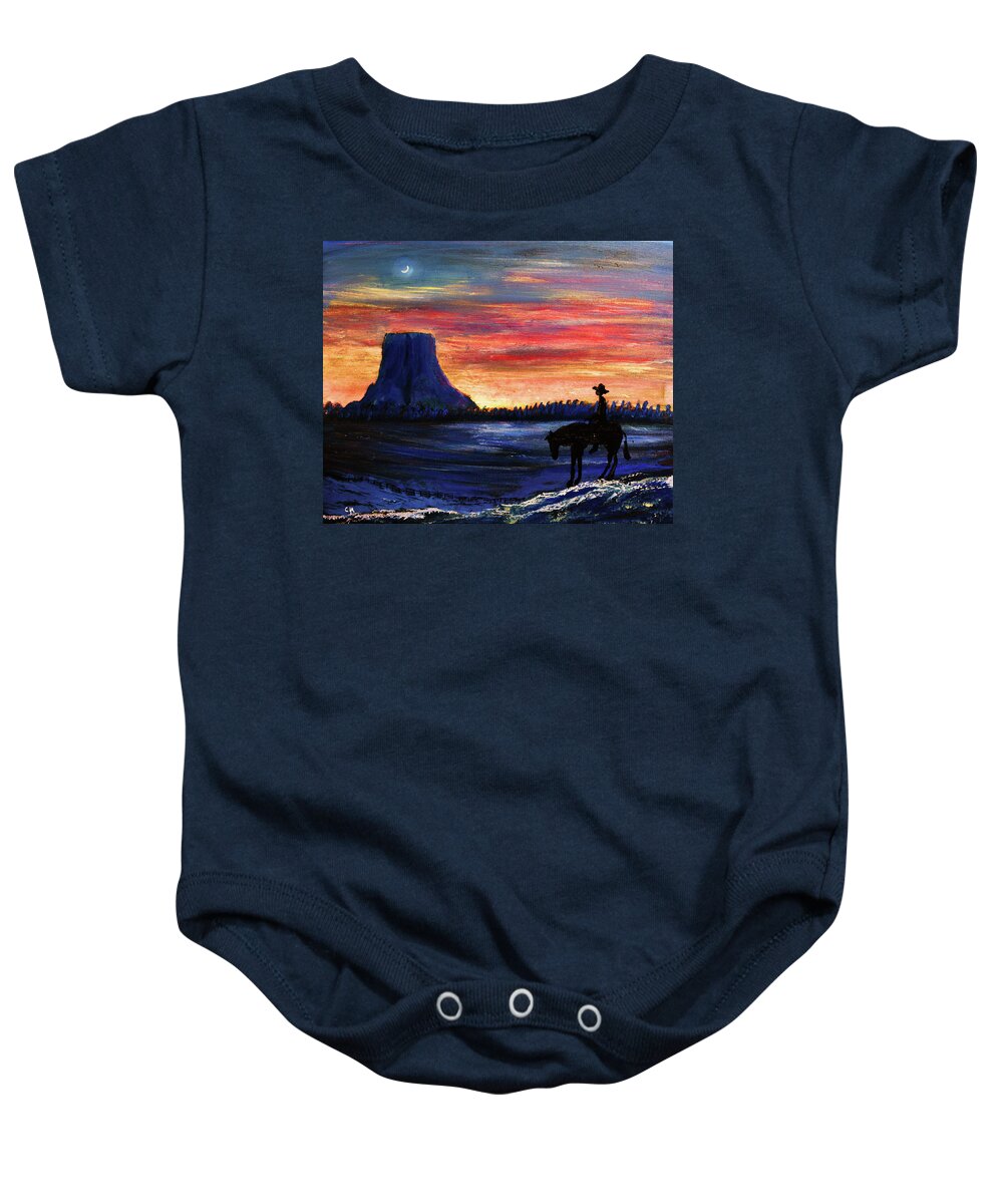 Wyoming Baby Onesie featuring the painting Forever West by Chance Kafka