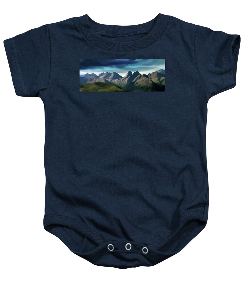 Mountains Baby Onesie featuring the mixed media Grenadier Skyline by Jonathan Thompson