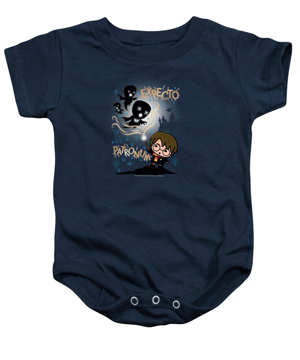  Baby Onesie featuring the digital art Harry Potter - Expecto Patronum Chibi Potter by Brand A
