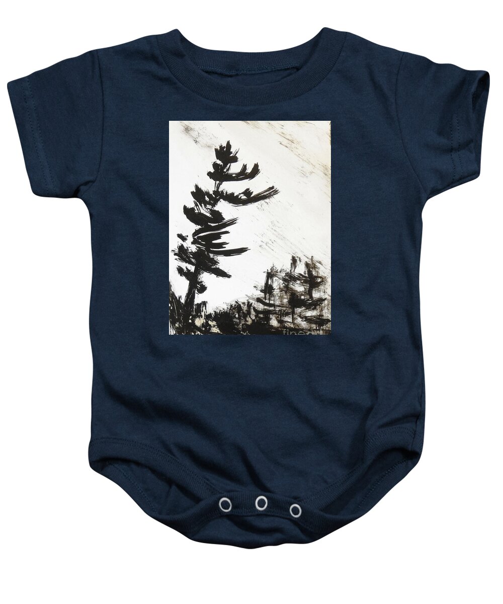 Landscape Baby Onesie featuring the painting Ink pochade 42 by Petra Burgmann