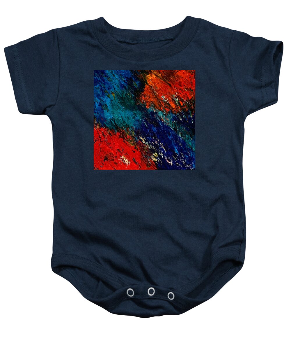 Abstract Painting Baby Onesie featuring the painting Miami Colors by Raji Musinipally