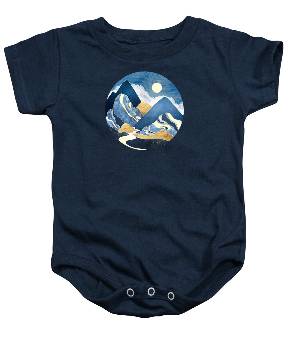 River Baby Onesie featuring the digital art Moon River by Spacefrog Designs