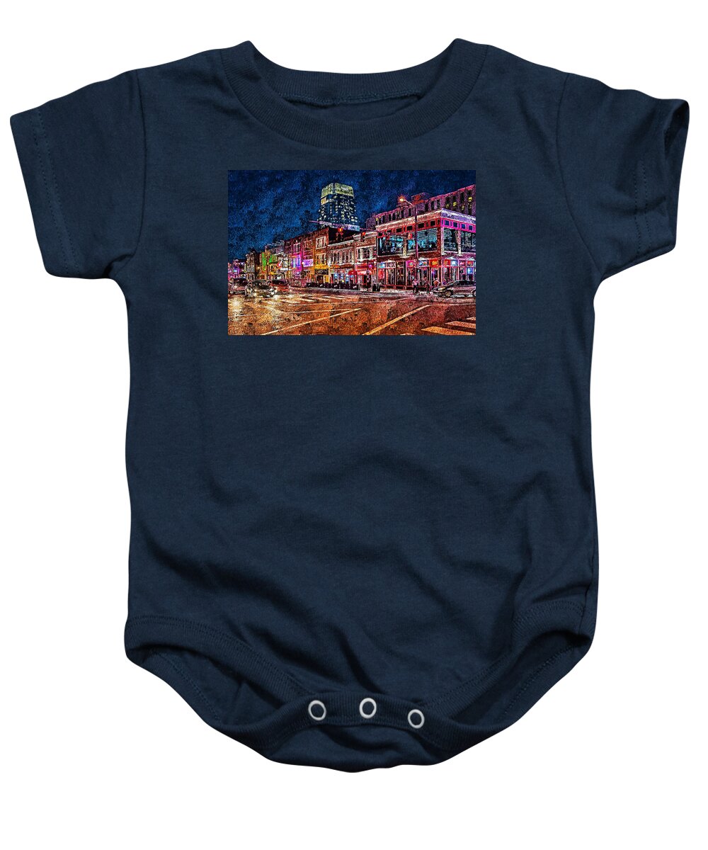 Nashville Baby Onesie featuring the painting Nashville, Tennessee - 03 by AM FineArtPrints