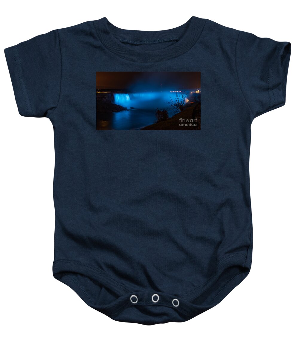 Photography Baby Onesie featuring the photograph Blue Horseshoe Falls by Alma Danison