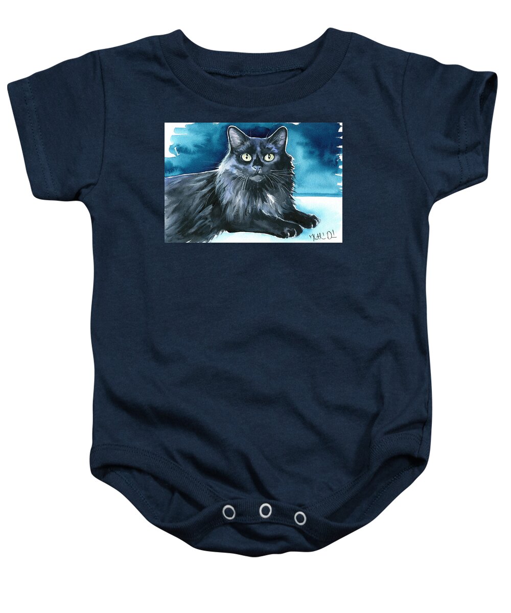 Cat Baby Onesie featuring the painting Noah Black Cat Painting by Dora Hathazi Mendes