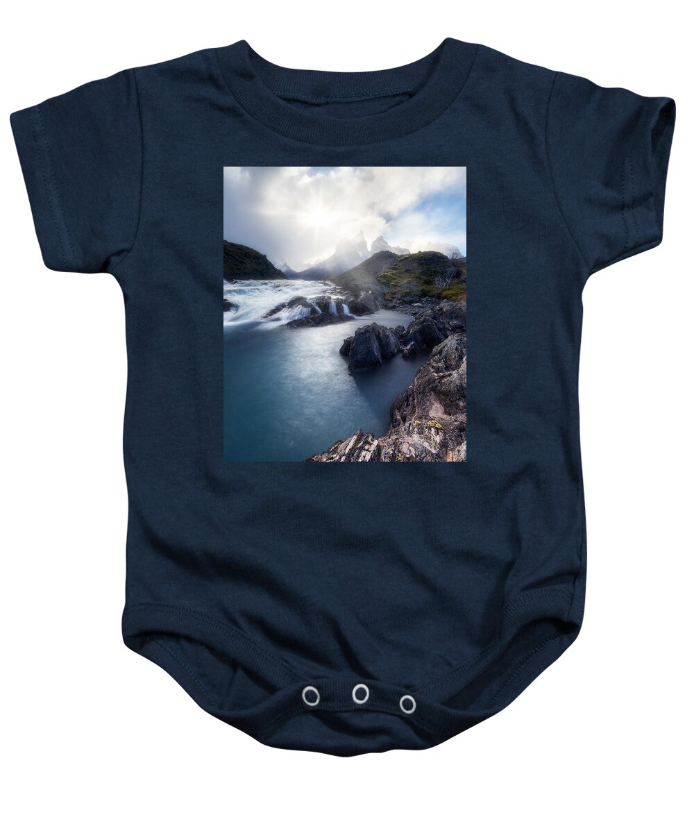 Torres Del Paine Baby Onesie featuring the photograph Patagonia Torres del Paine by Photography by KO