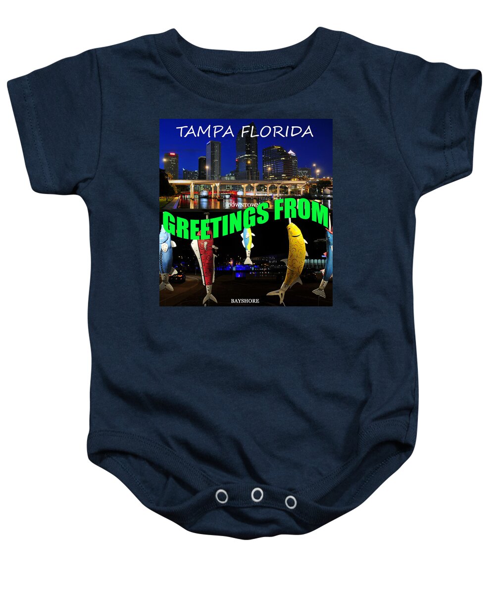 Tampa Florida Baby Onesie featuring the photograph Tampa custom card Downtown and Bayshore by David Lee Thompson