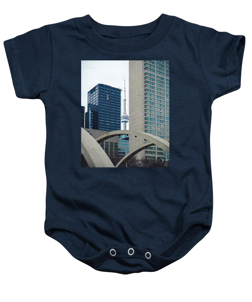 Toronto Baby Onesie featuring the photograph Toronto Tower View by Sonja Quintero