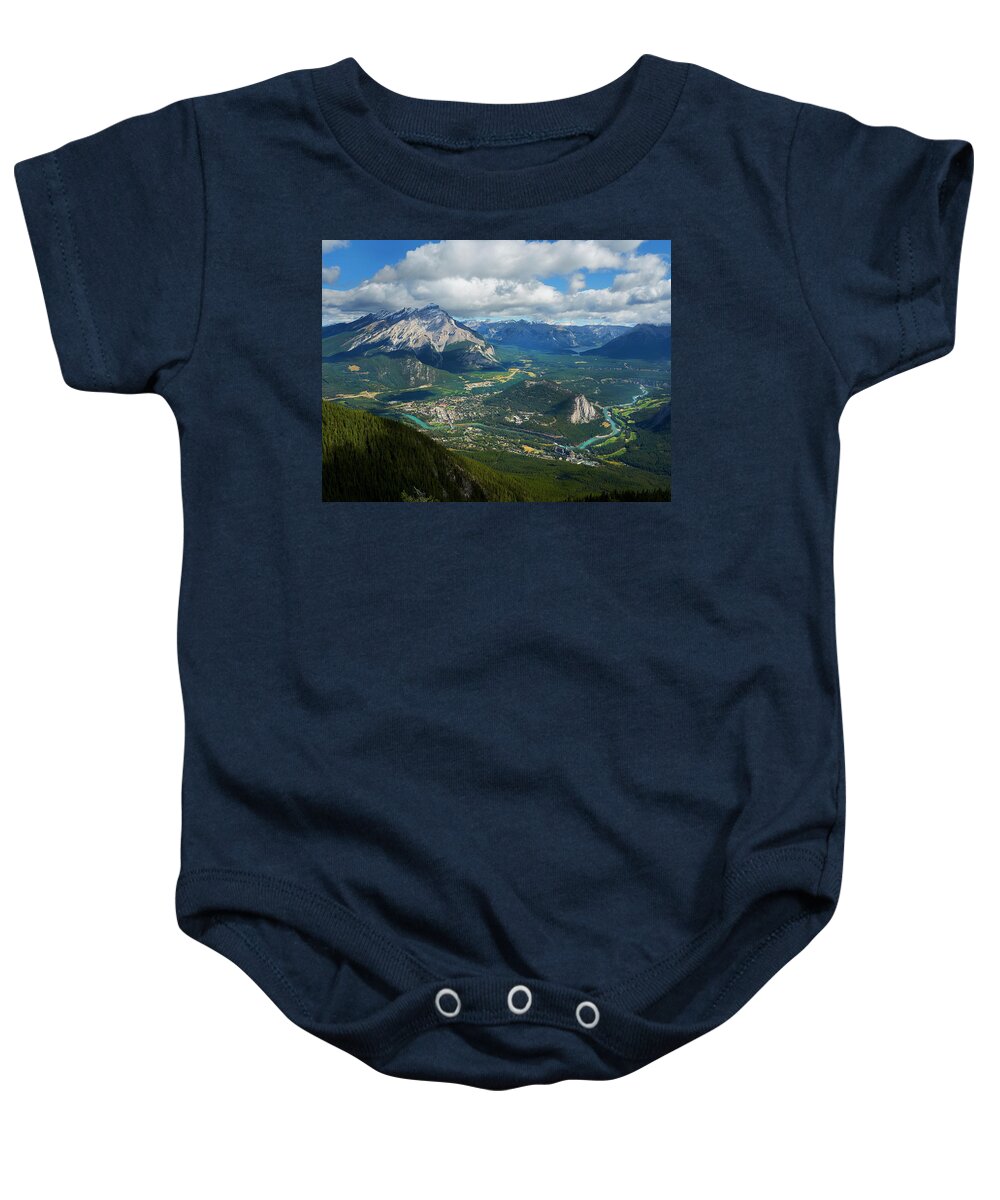 Ip_10312415 Baby Onesie featuring the photograph View Of Banff National Park, Banff Bow And Valley From Alberta, Canada by Jalag / Klaus Bossemeyer