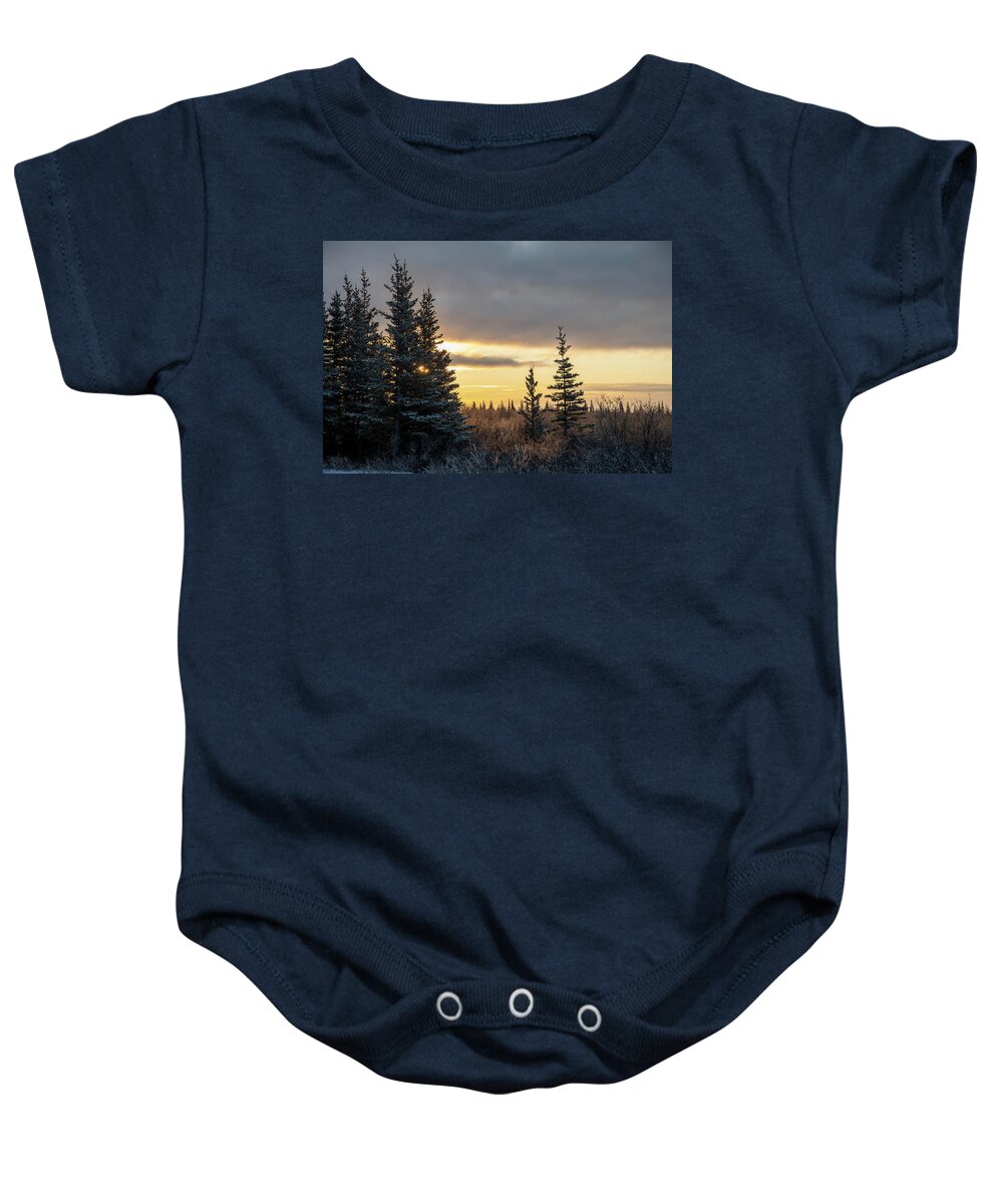 Forest Baby Onesie featuring the photograph Winter Forest Sunrise by Mark Hunter