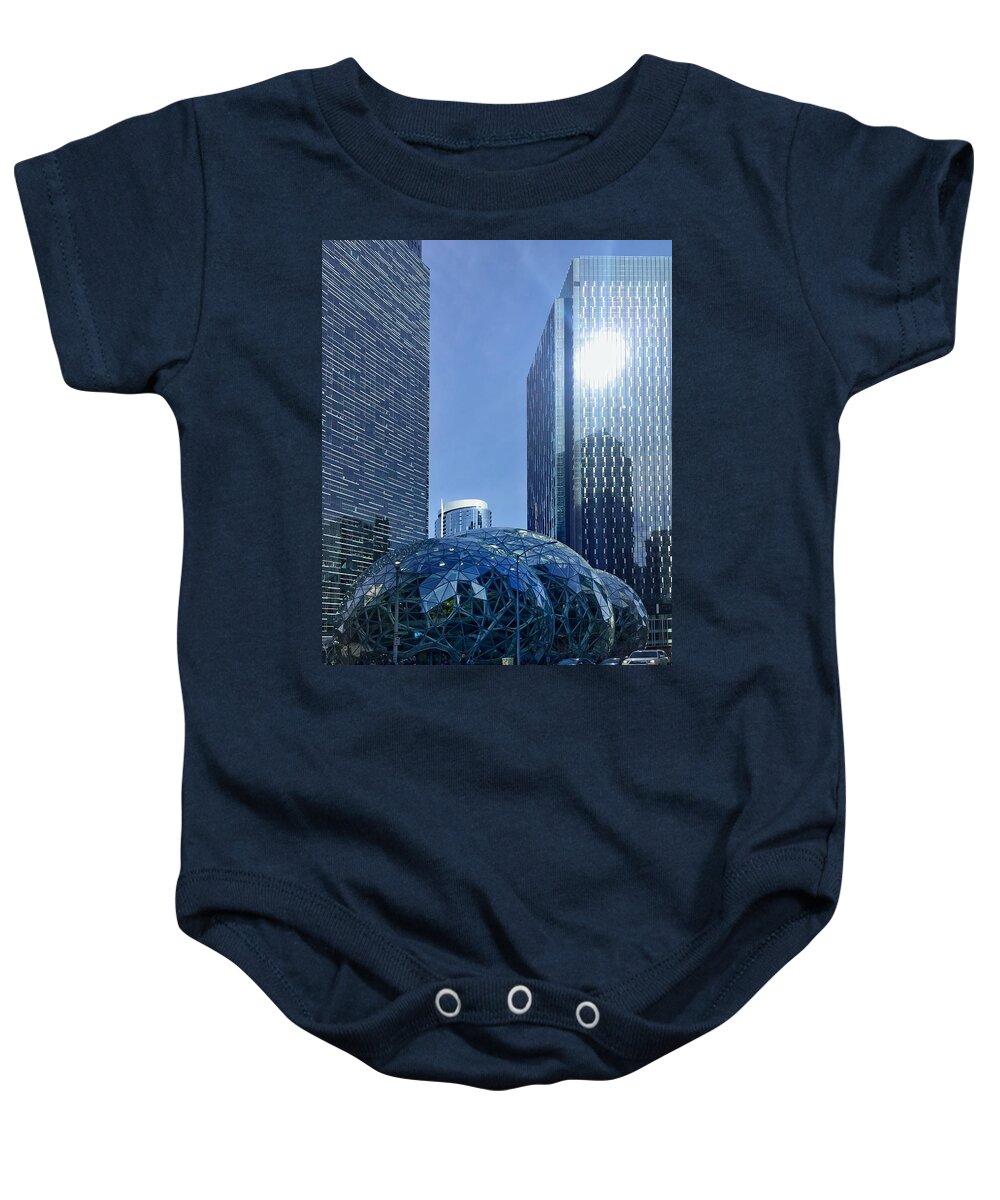 Architecture Baby Onesie featuring the photograph Amazon Spheres #2 by Jerry Abbott