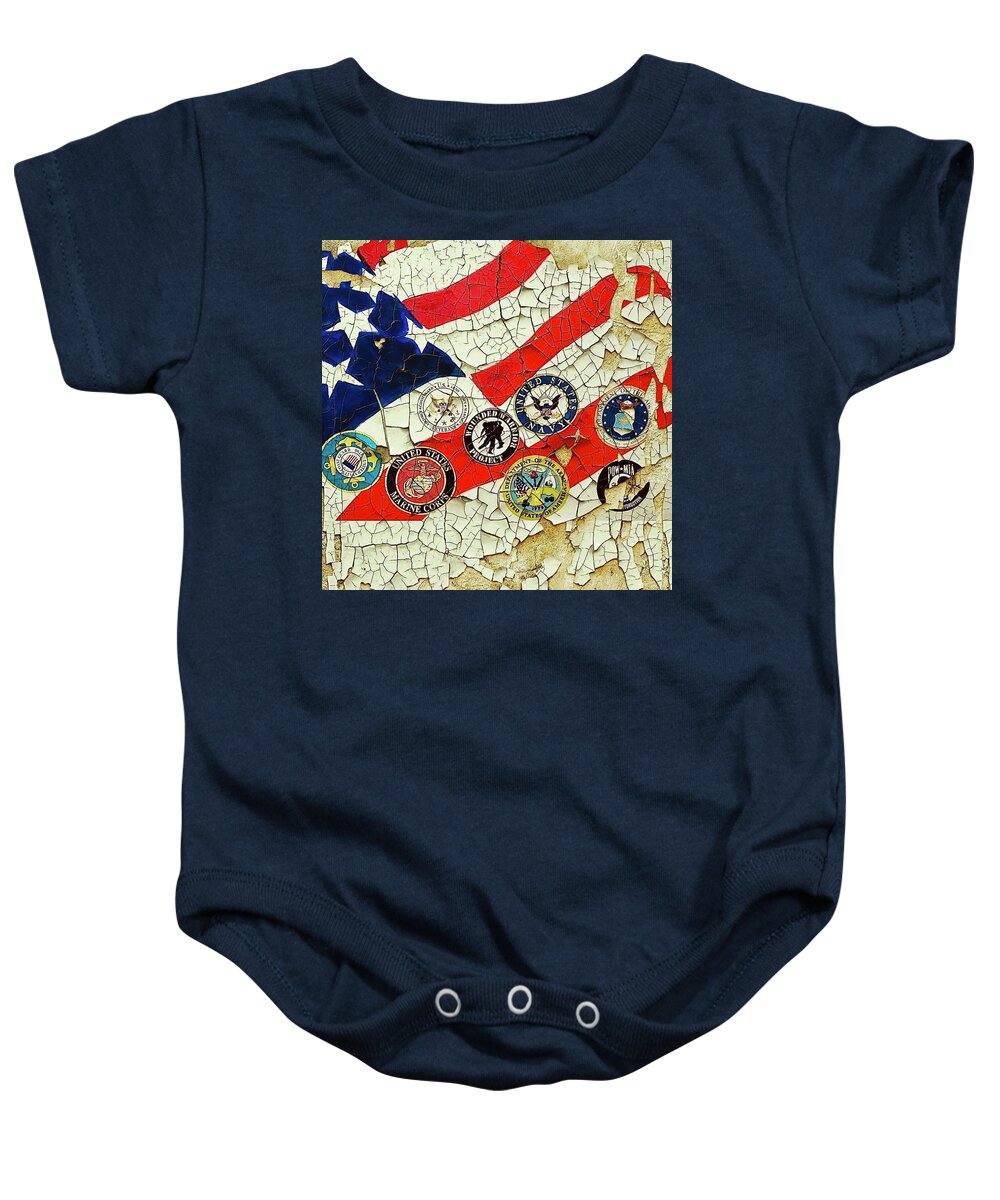 Baby Onesie featuring the mixed media Flag by Angie ONeal
