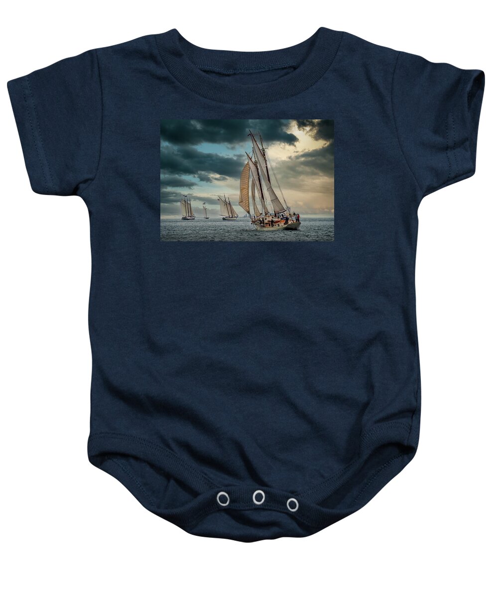  Baby Onesie featuring the photograph Windjammer Fleet by Fred LeBlanc