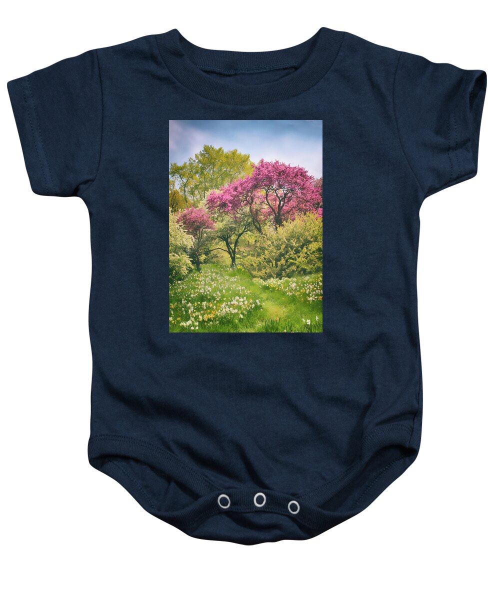 Garden Baby Onesie featuring the photograph Daffodil Meadow by Jessica Jenney