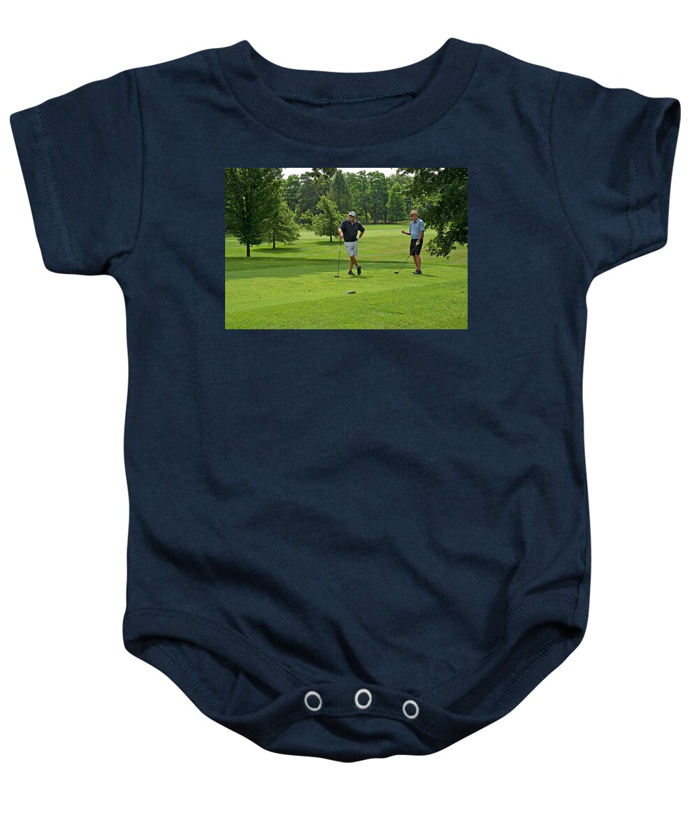 Golfers Baby Onesie featuring the photograph A Little Trash Talk by Jill Love